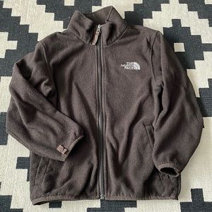 Boys small north face zip fleece. Dark brown.